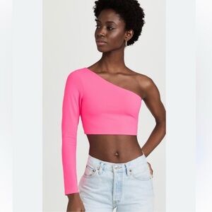 Susana Monaco Pink One-Shoulder Crop Top